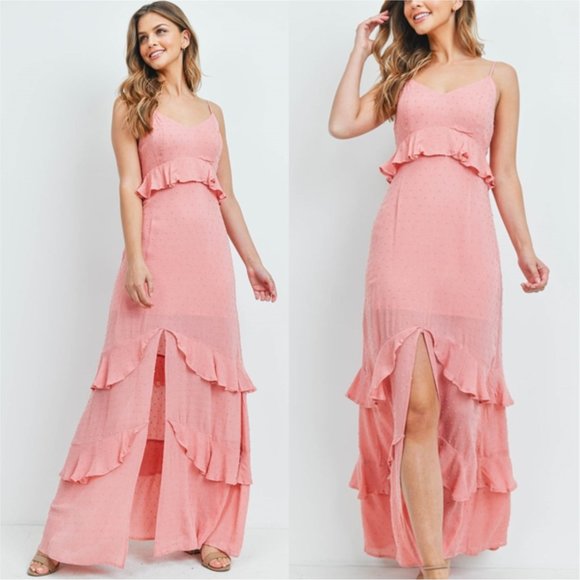 TEXTURED PINK MAXI DRESS - Picture 11 of 12